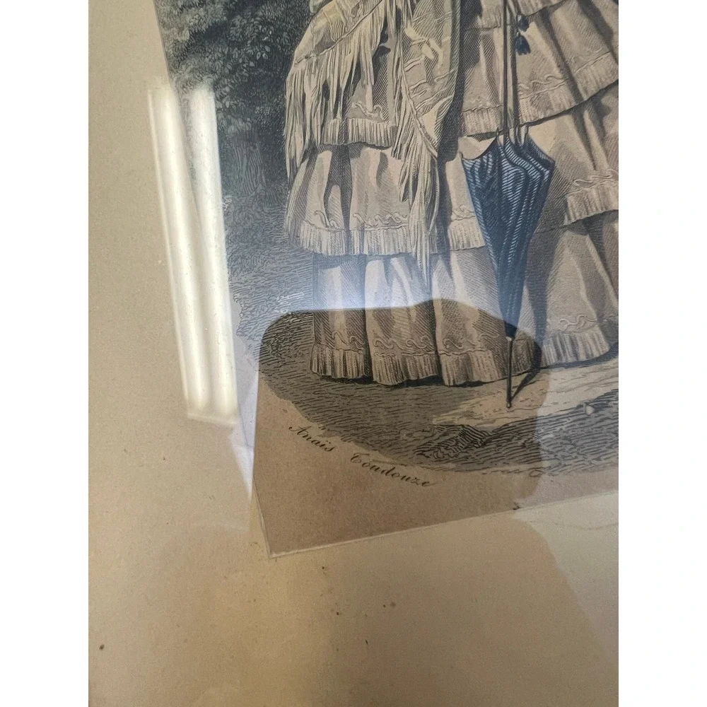 Vintage Wood Hammered Frame FITS 9x11 Victorian Fashion Plate Art Glass Decor